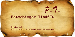 Petschinger Timót névjegykártya
